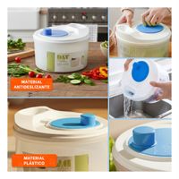 Escurridor Plastico con Tapa y Giro para Verduras Blanco con Azul DAY Y Ligas Regalo