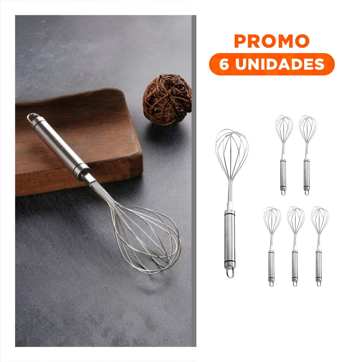 Pack6 Licuadora Manual Ergonomica Plateado para Reposteria Casera Y Regalo Sticker