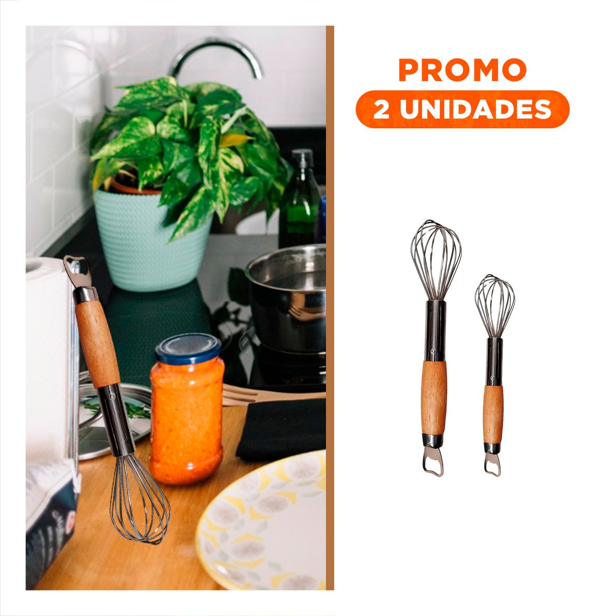 Pack2 Accesorio Plateado de Cocina con Abridor Incorporado y Mango Ergonómico Y Regalo Sticker