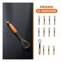 Pack12 Batidor Manual de Acero Inoxidable con Mango de Madera y Abridor