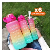 Pack6 Cantimploras en Fucsia con 2 L 1 L y 300 Ml para Actividades YRegalo Sticker