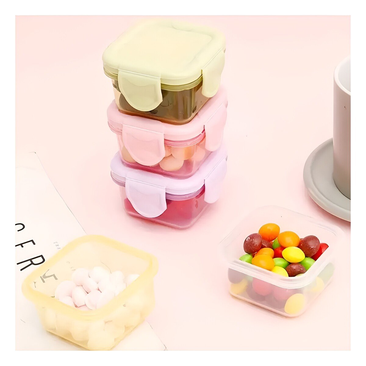 Mini Tapers con Seguro 4 Piezas Multicolor 6.2x4cm para Guardar Comida y Snacks