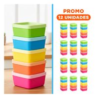 Pack12 Cajas Mini 6 Piezas con Tapas Multicolor 6x3.5cm para Guardar Snacks