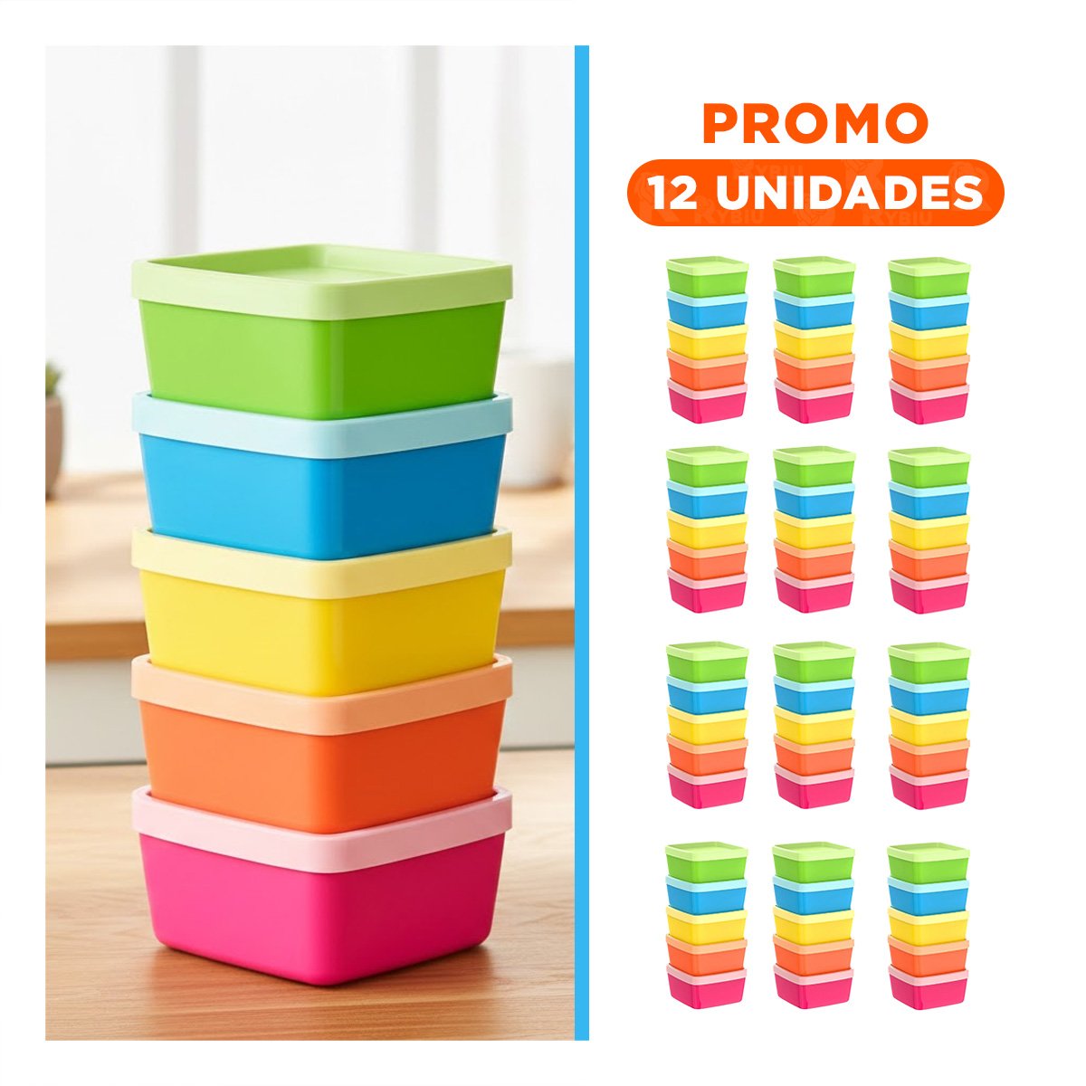 Pack12 Cajas Mini 6 Piezas con Tapas Multicolor 6x3.5cm para Guardar Snacks