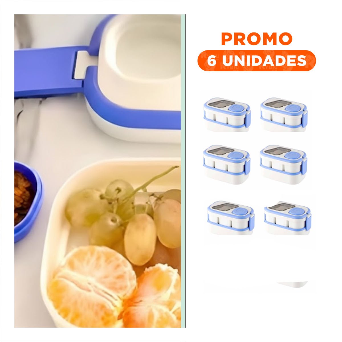 Pack6 Envase Práctico con Cubiertos 2 Pisos Lila y Blanco para Transporte YRegalo Sticker