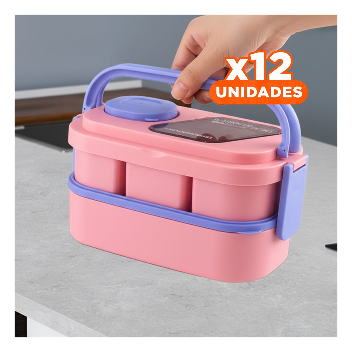 Pack12 Bote Versátil con Compartimientos 2 Pisos Rosado y Lila para Cocina YPapel Regalo