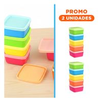 Pack2 Contenedores Mini 6 Piezas con Tapas Multicolor 6x3.5cm para Uso Diario YRegalo Sticker