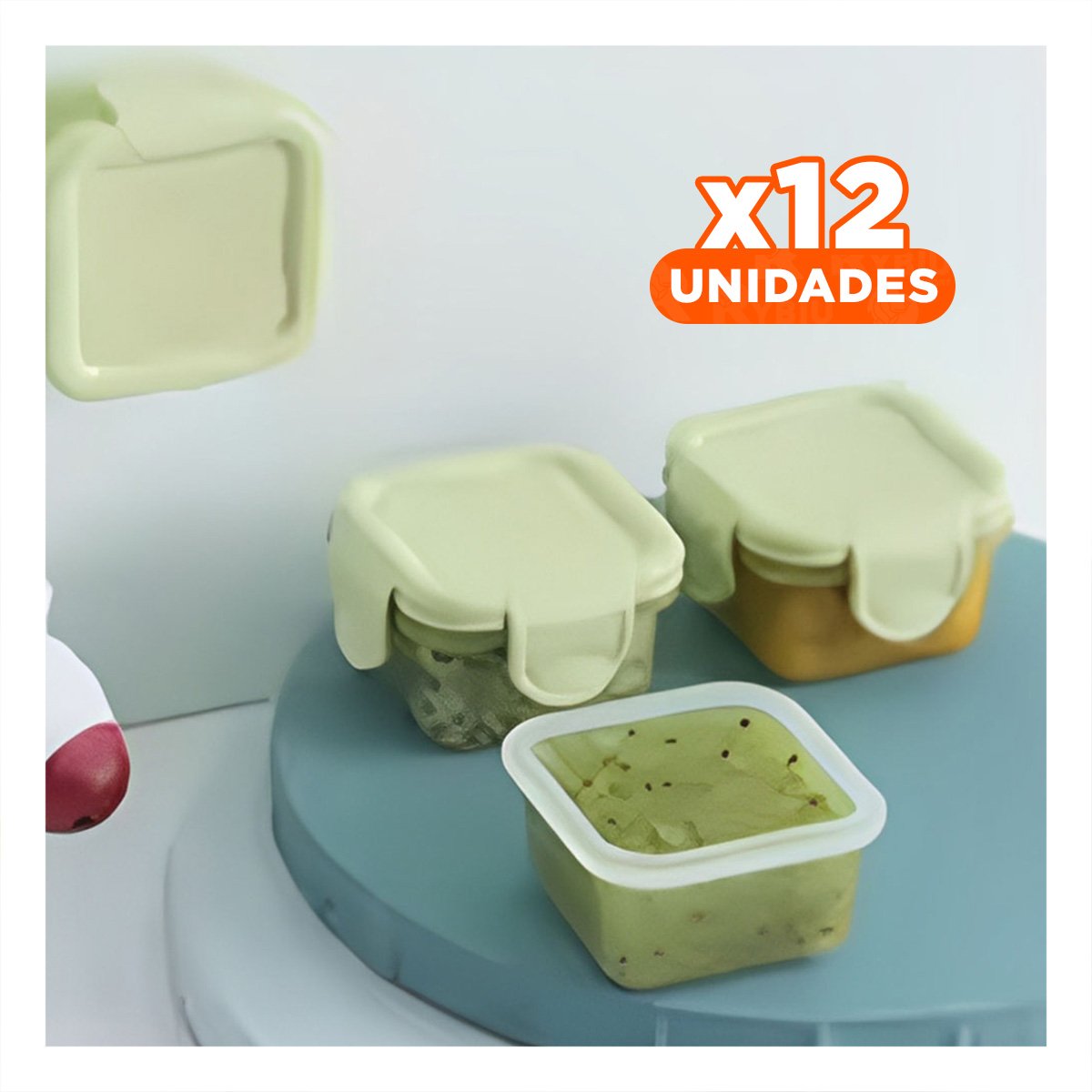 Pack12 Botes Mini con Seguro 4 Piezas Multicolor 6.2x4cm para Guardar Comida YRegalo Sticker