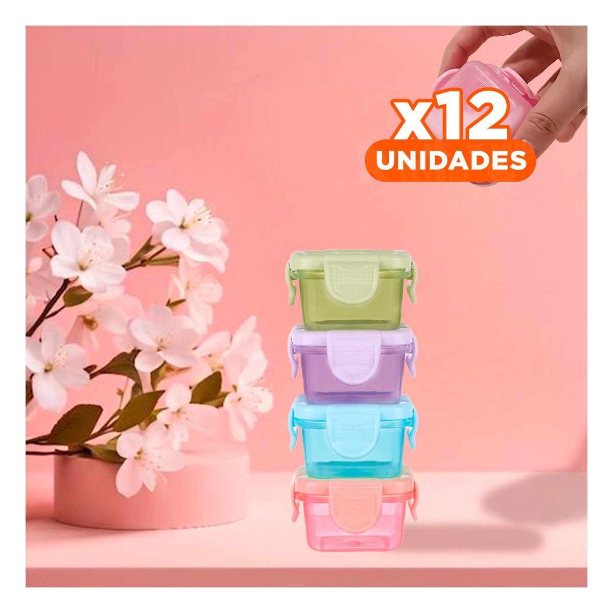 Pack12 Botes Mini con Seguro 4 Piezas Multicolor 7x4cm para Cocina y Transporte YPapel Regalo