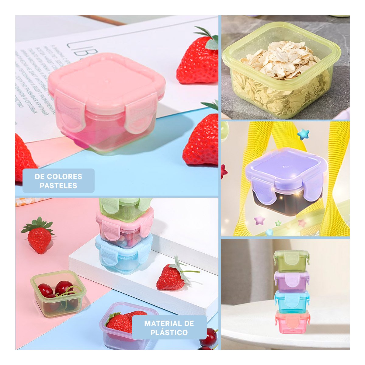 Mini Tapers con Seguro 4 Piezas Multicolor 7x4cm para Guardar Alimentos Frescos YLigas Regalo