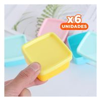 Pack6 Cajas Mini 6 Piezas con Tapas Multicolor 6x3.5cm para Guardar Alimentos