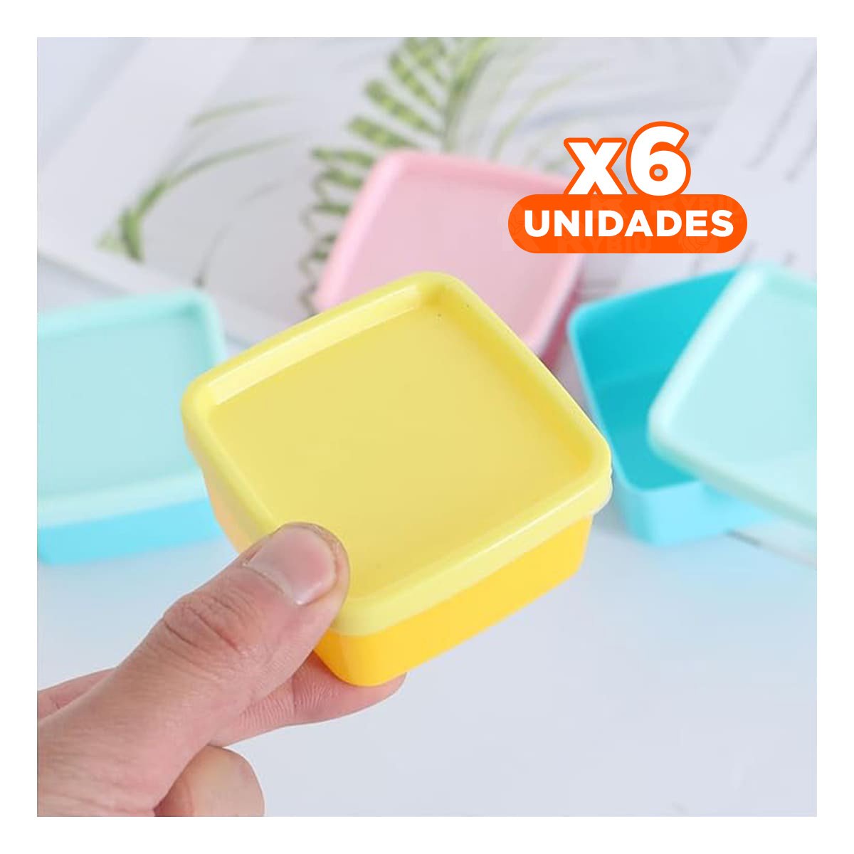 Pack6 Cajas Mini 6 Piezas con Tapas Multicolor 6x3.5cm para Guardar Alimentos