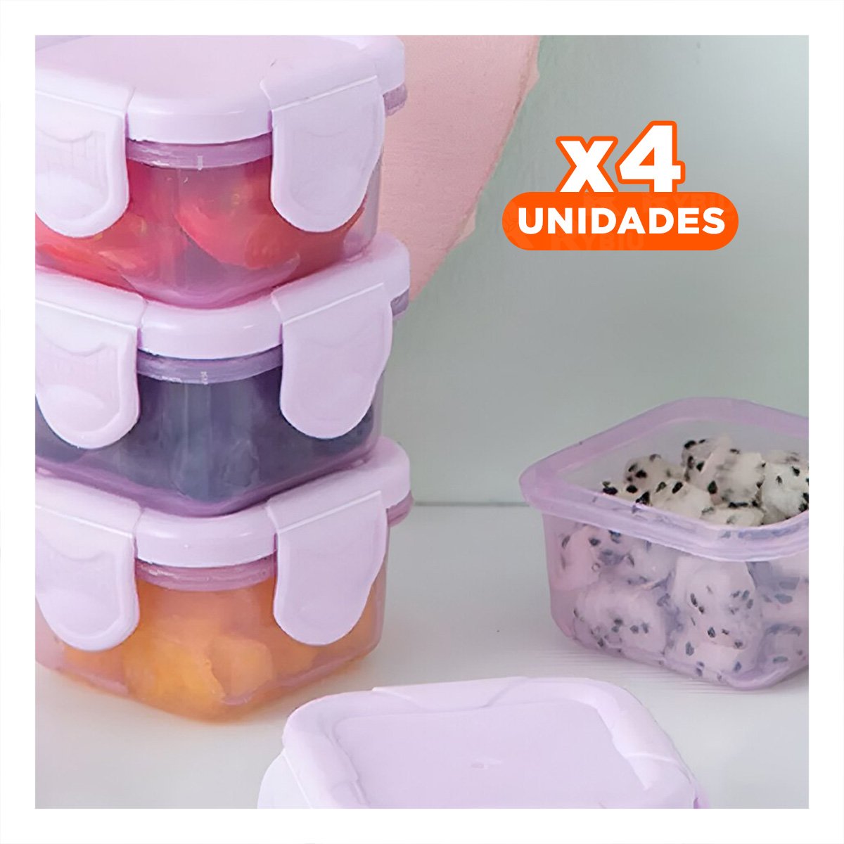 Pack4 Cajas Mini con Seguro 4 Piezas Multicolor 6.2x4cm para Cocina YRegalo Sticker