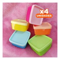 Pack4 Cajas Mini 6 Piezas con Tapas Multicolor 6x3.5cm para Cocina YRegalo Sticker