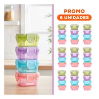 Pack6 Cajas Mini con Seguro 4 Piezas Multicolor 7x4cm para Transporte Comida YRegalo Sticker