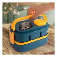 Taper Compacto 2 Pisos con Cubiertos Integrados Azul y Amarillo para Cocina YPapel Regalo