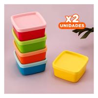 Pack2 Contenedores Mini 6 Piezas con Tapas Multicolor 6x3.5cm para Cocina y Hogar