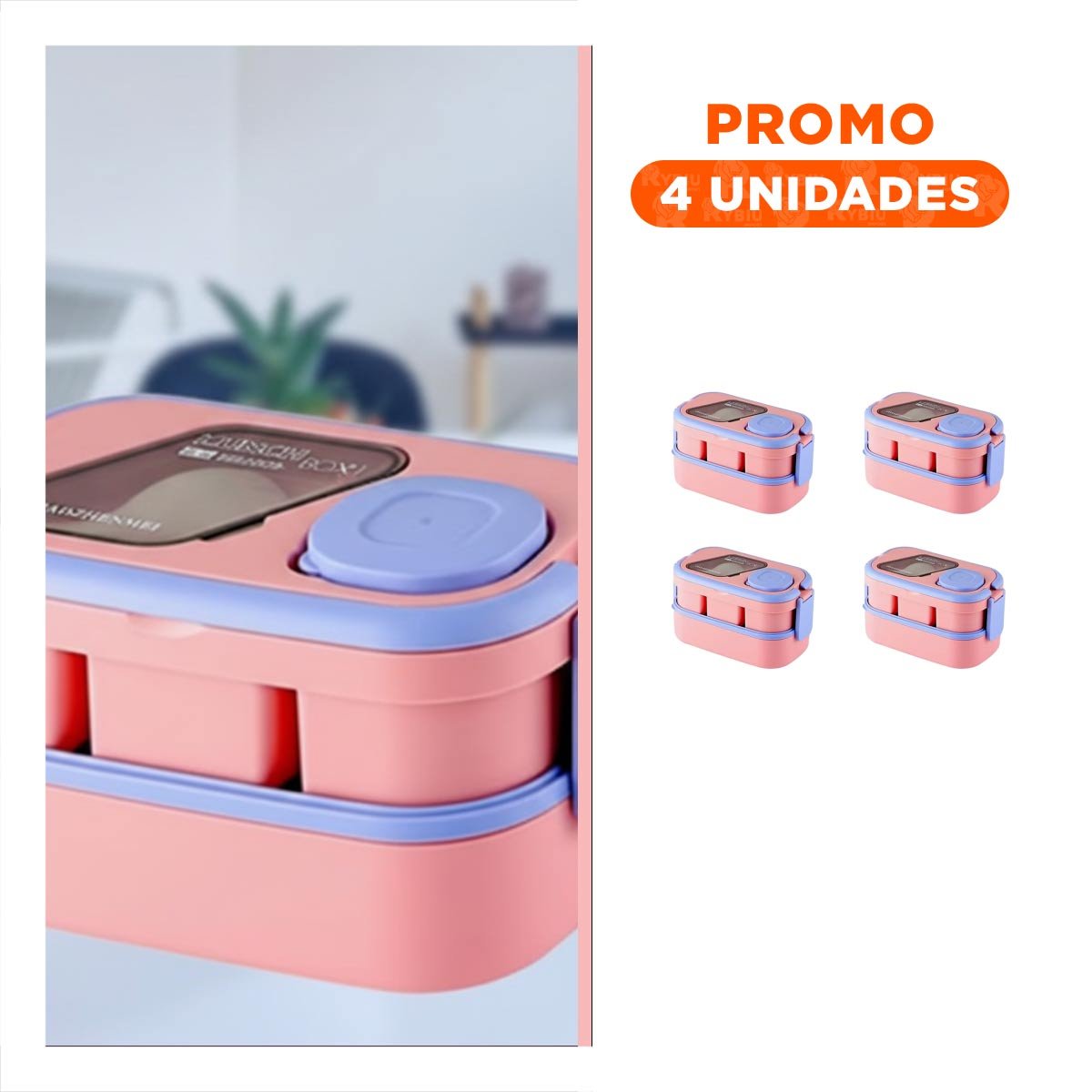 Pack4 Contenedor Ligero con Cubiertos 2 Pisos Rosado y Lila para Cocina y Oficina