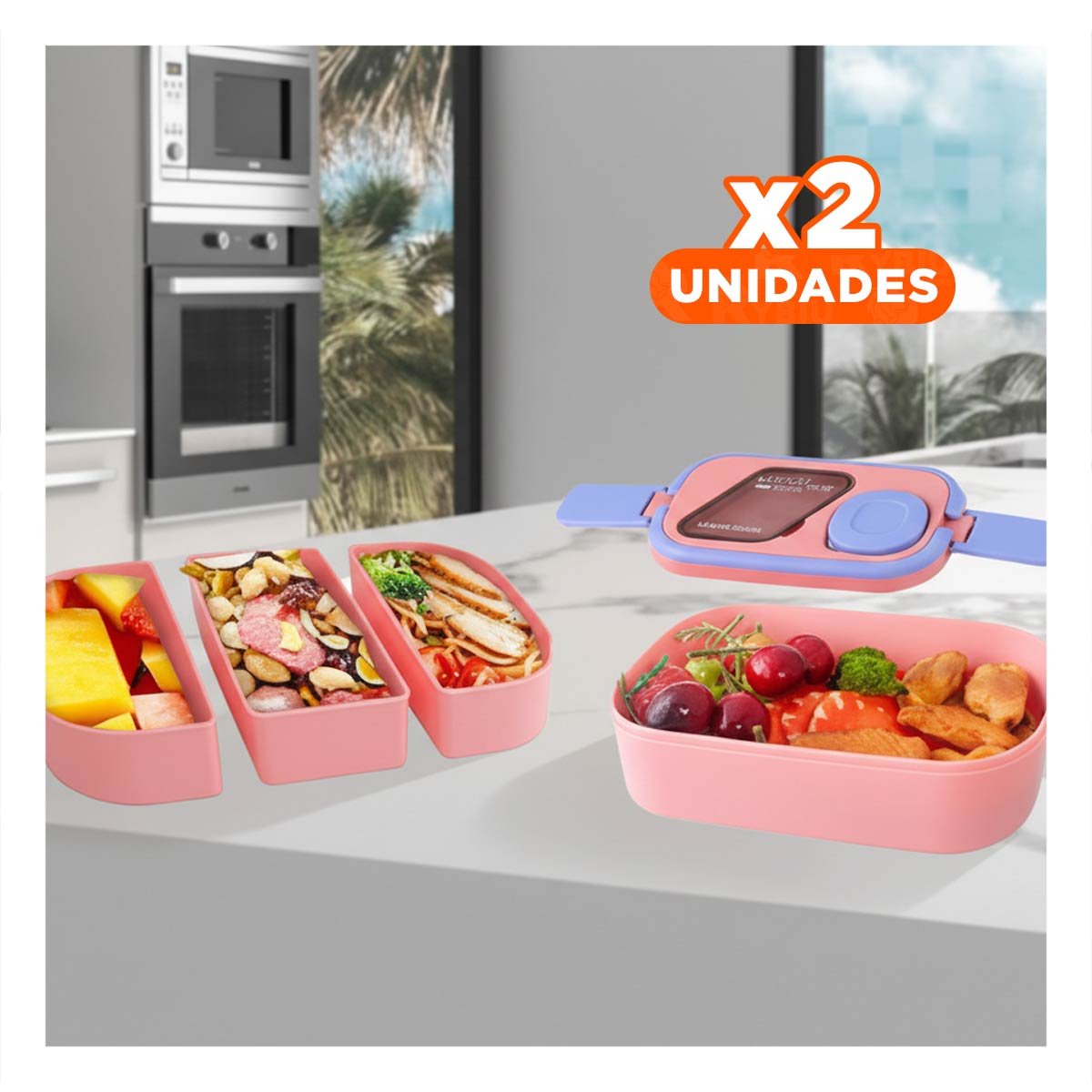 Pack2 Contenedor Organizado 2 Pisos con Cubiertos Rosado y Lila para Comidas YPapel Regalo