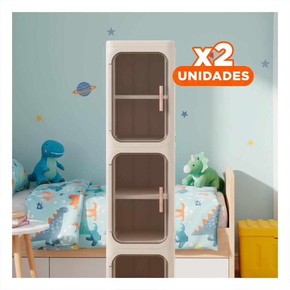 Pack2 Gabinete Plegable 3 Niveles para Ordenar Ropa en Casa Y Regalo Sticker