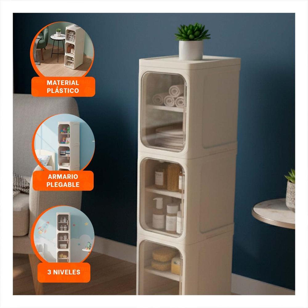 Mueble Plegable 3 Niveles para Almacenamiento de Ropa en Casa Y notas