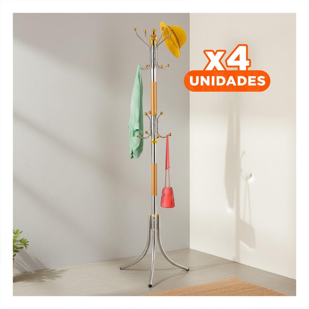 Pack4 Estacion de Colgado 172cm Dorado y Plateado Estructura Firme Actual y Pro