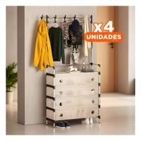 Pack4 Mueble con Perchera Cerrado para Uso Interior en Casa y Hogar