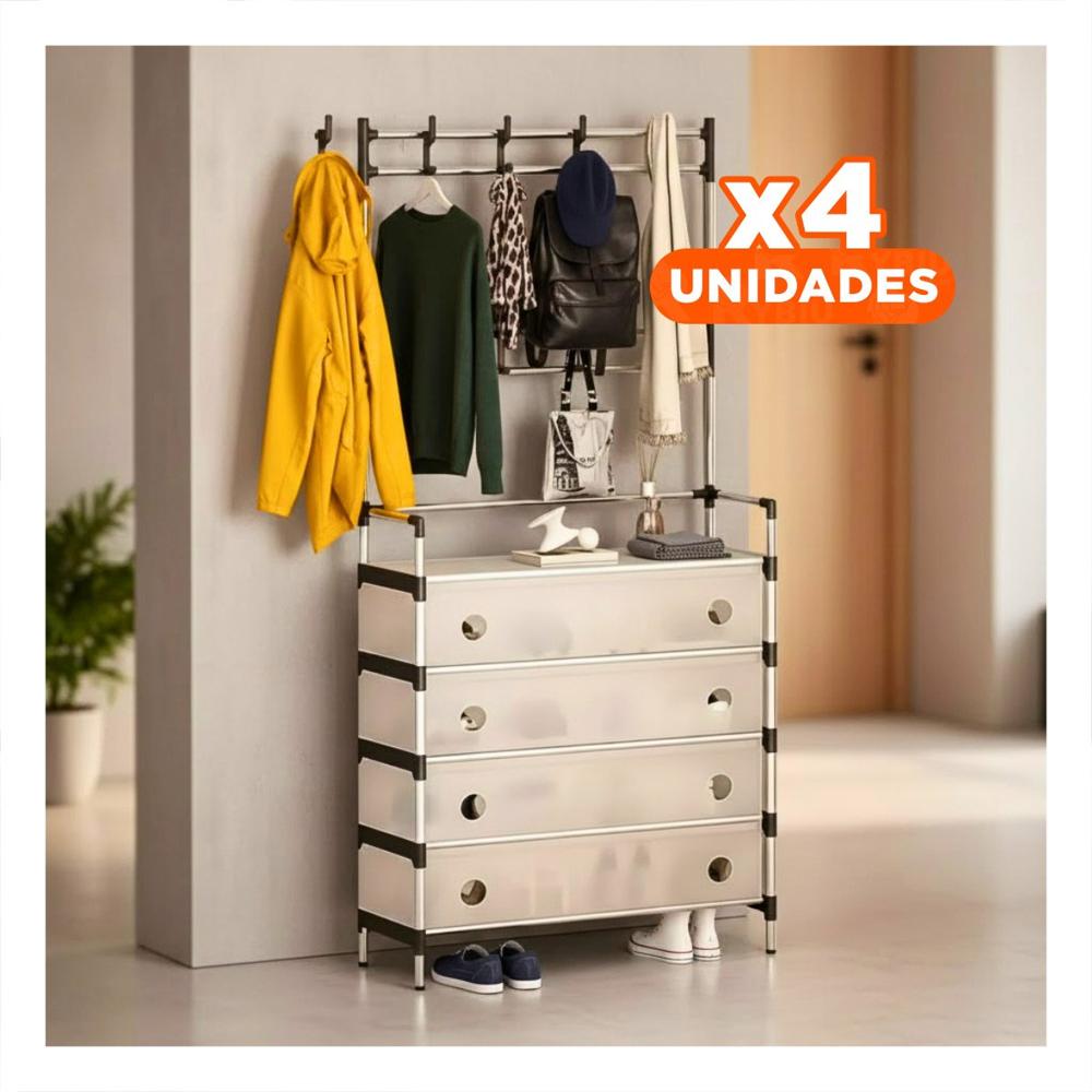 Pack4 Mueble con Perchera Cerrado para Uso Interior en Casa y Hogar