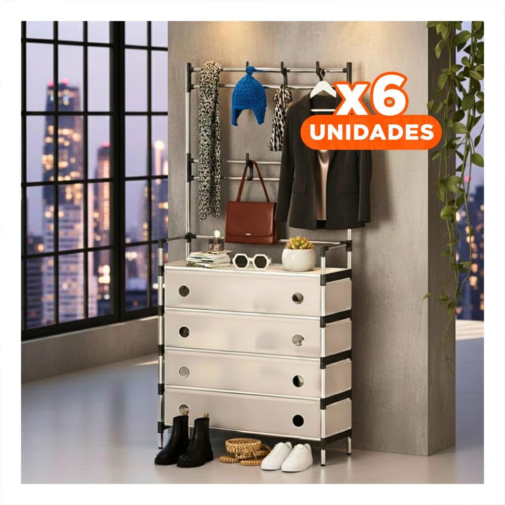 Pack6 Organizador Cerrado con Perchera para Dormitorio Entrada o Zona Interior Y Papel Regalo