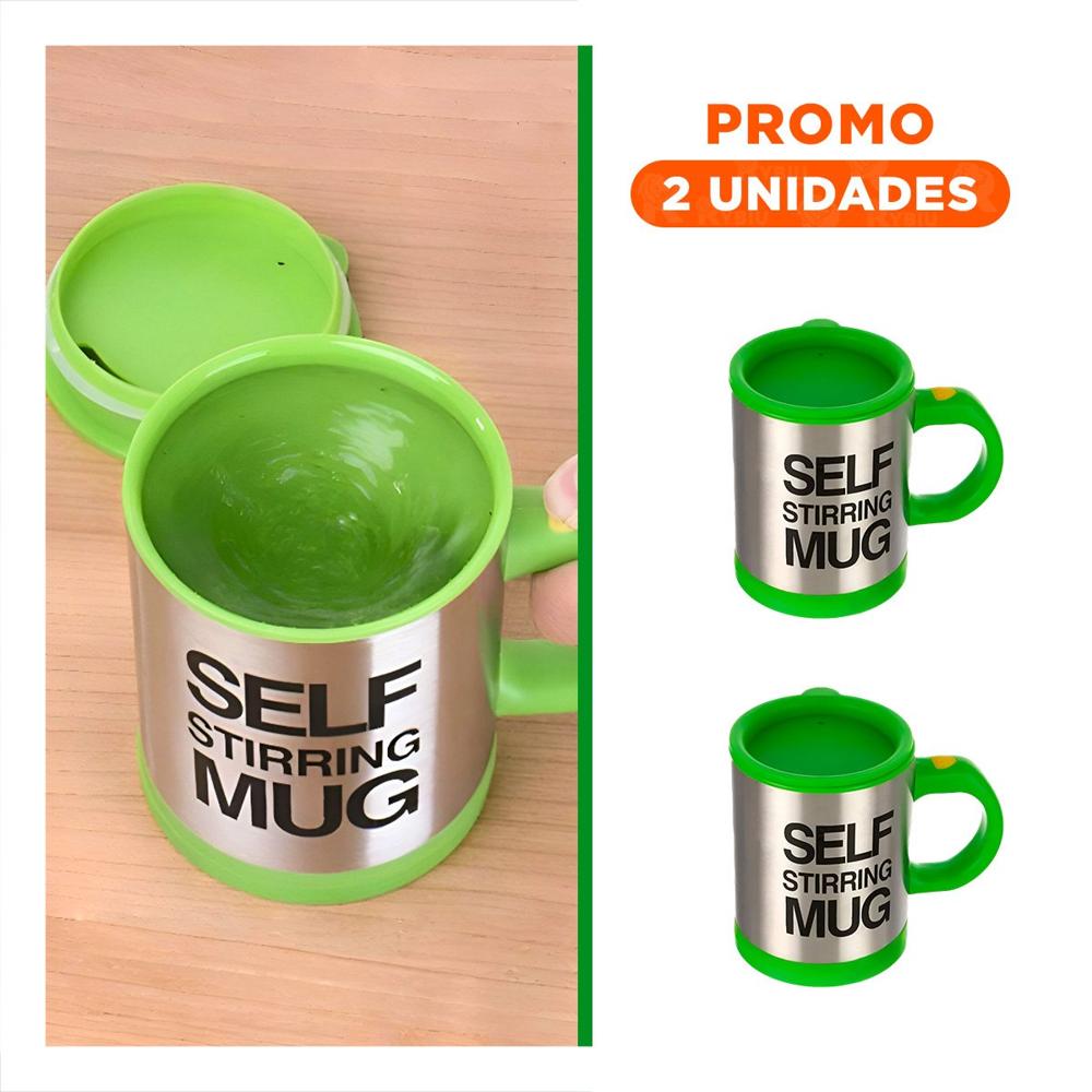 Pack2 Taza Batidora Portatil 400 ml con 2 Pilas AAA para Uso Diario Verde YRegalo Sticker