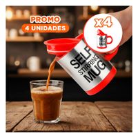 Pack4 Mezclador de Bebidas 400 ml con 2 Pilas AAA para Cocina Rojo YPapel Regalo