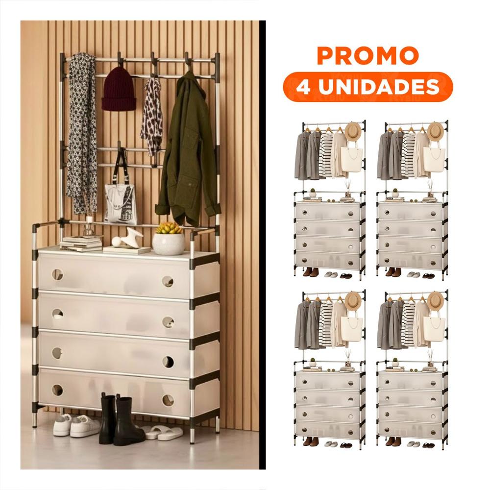 Pack4 Modulo con Perchera Cerrado para Uso Interior en Casa y Hogar Y Regalo Sticker