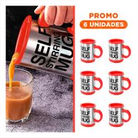Pack6 Taza para Batidos 400 ml con 2 Pilas AAA para Oficina Rojo YRegalo Sticker