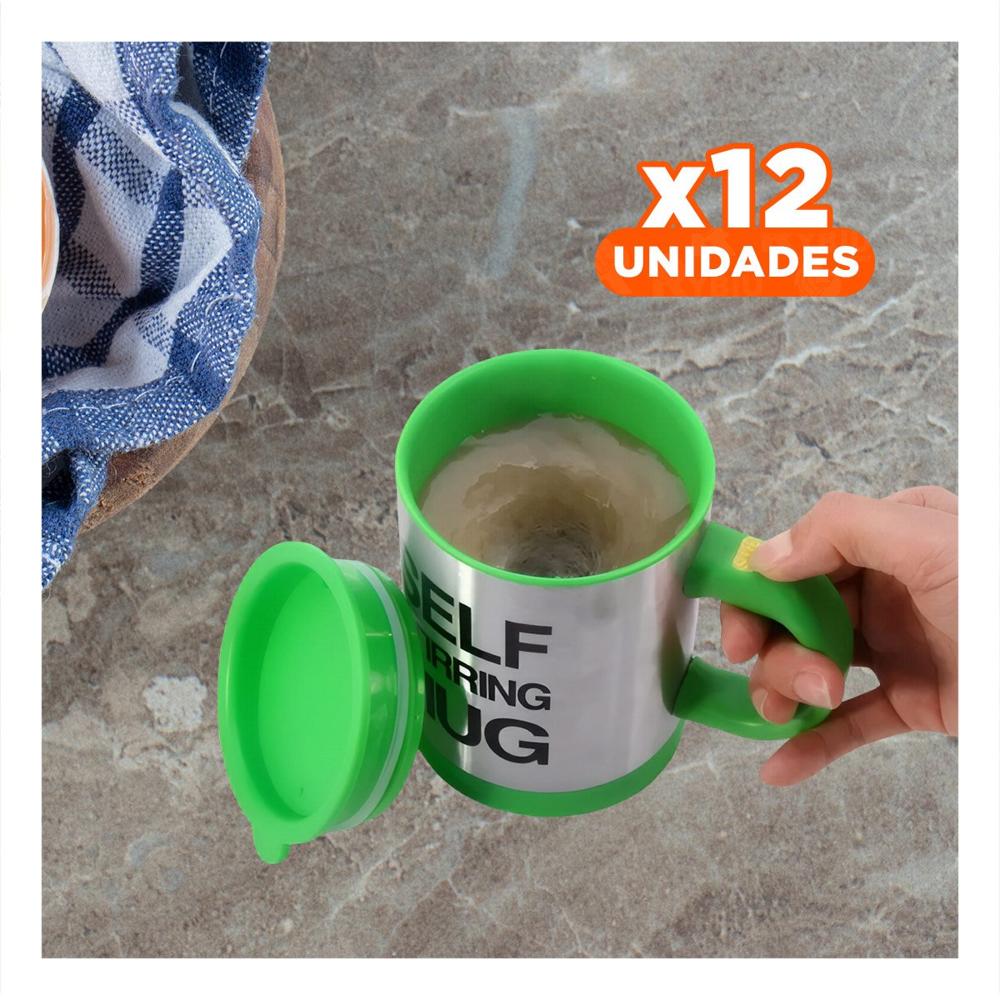 Pack12 Mezclador para Cafe 400 ml con 2 Pilas AAA para Casa Verde YPapel Regalo