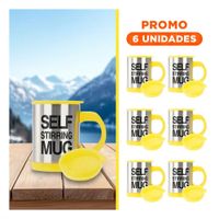 Pack6 Taza para Batidos 400 ml con 2 Pilas AAA Amarillo YRegalo Sticker