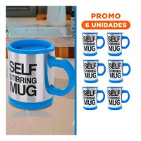 Pack6 Taza para Batidos 400 ml con 2 Pilas AAA para Gimnasio Azul YRegalo Sticker