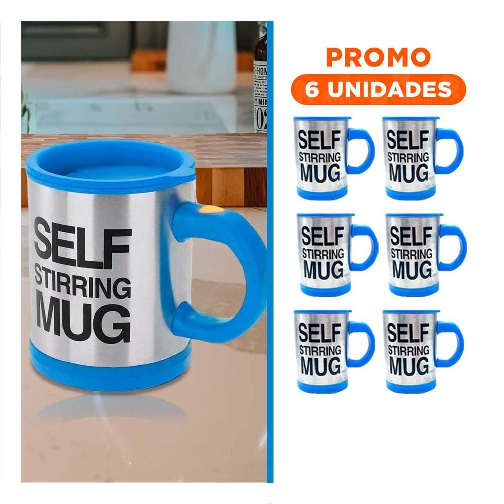Pack6 Taza para Batidos 400 ml con 2 Pilas AAA para Gimnasio Azul YRegalo Sticker