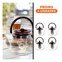 Pack4 Recipiente de Vidrio Transparente 1100ml con Tapa Guinda para Oficina