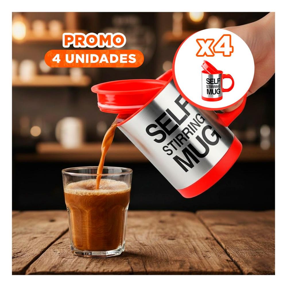 Pack4 Licuadora de Mano 400 ml con 2 Pilas AAA para Preparaciones Rojo YRegalo Sticker
