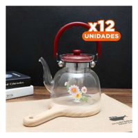 Pack12 Tetera 600ml Transparente con Tapa Guinda en Espacio de Celebracion YRegalo Sticker