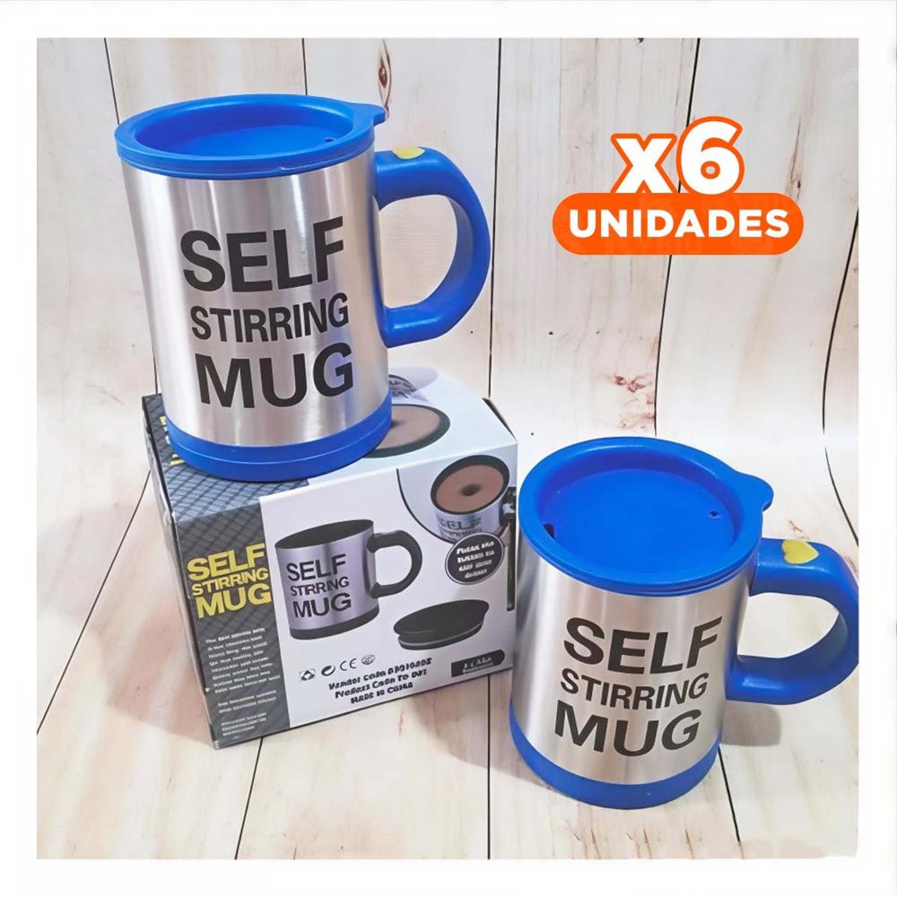 Pack6 Agitador de Bebidas 400 ml con 2 Pilas AAA para Hogar Azul