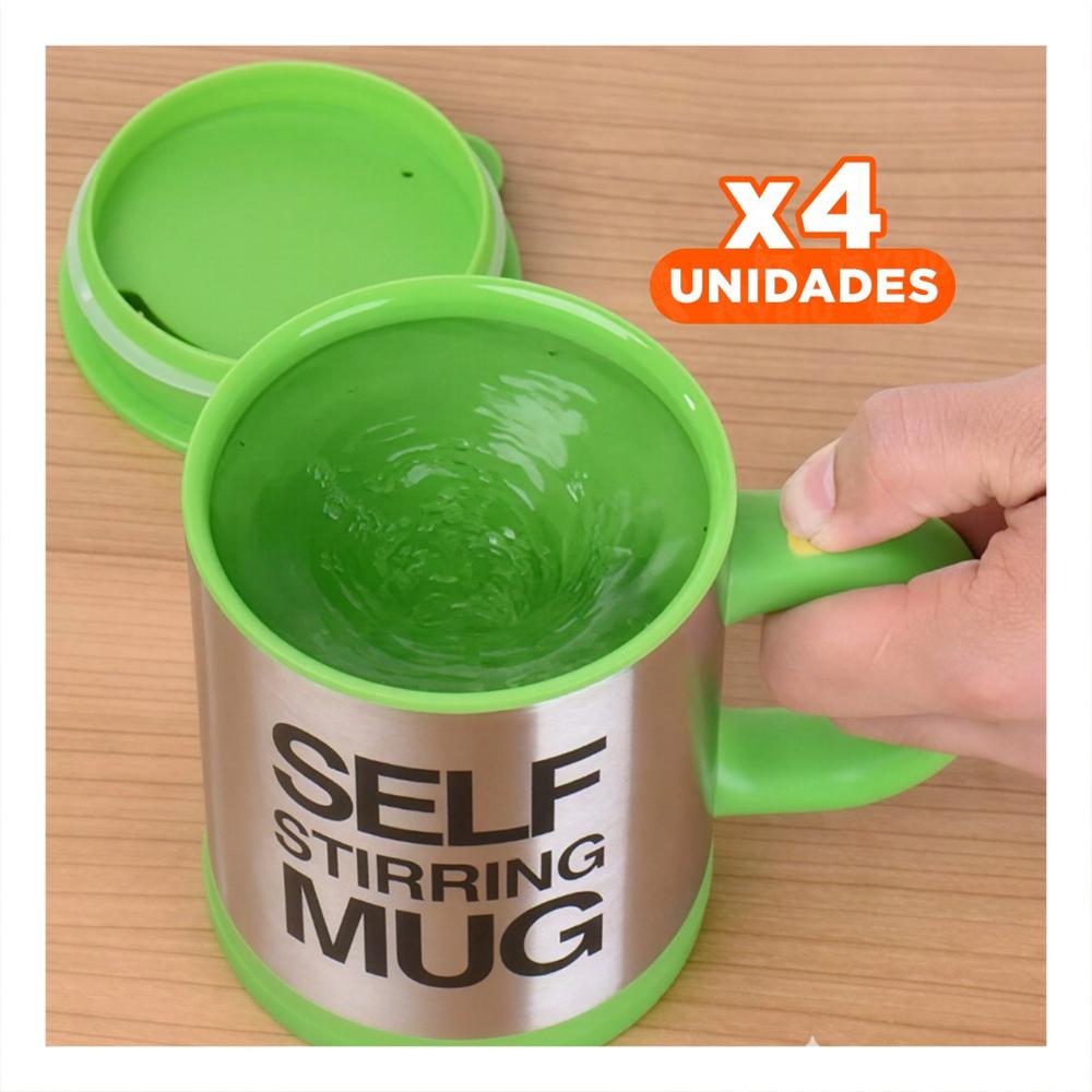Pack4 Licuadora de Mano 400 ml con 2 Pilas AAA para Preparaciones Verde YRegalo Sticker