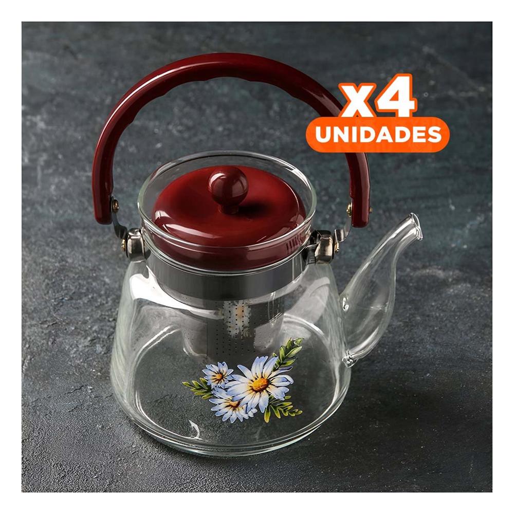 Pack4 Recipiente Transparente 850ml con Tapa Guinda para Espacio Cotidiano YRegalo Sticker
