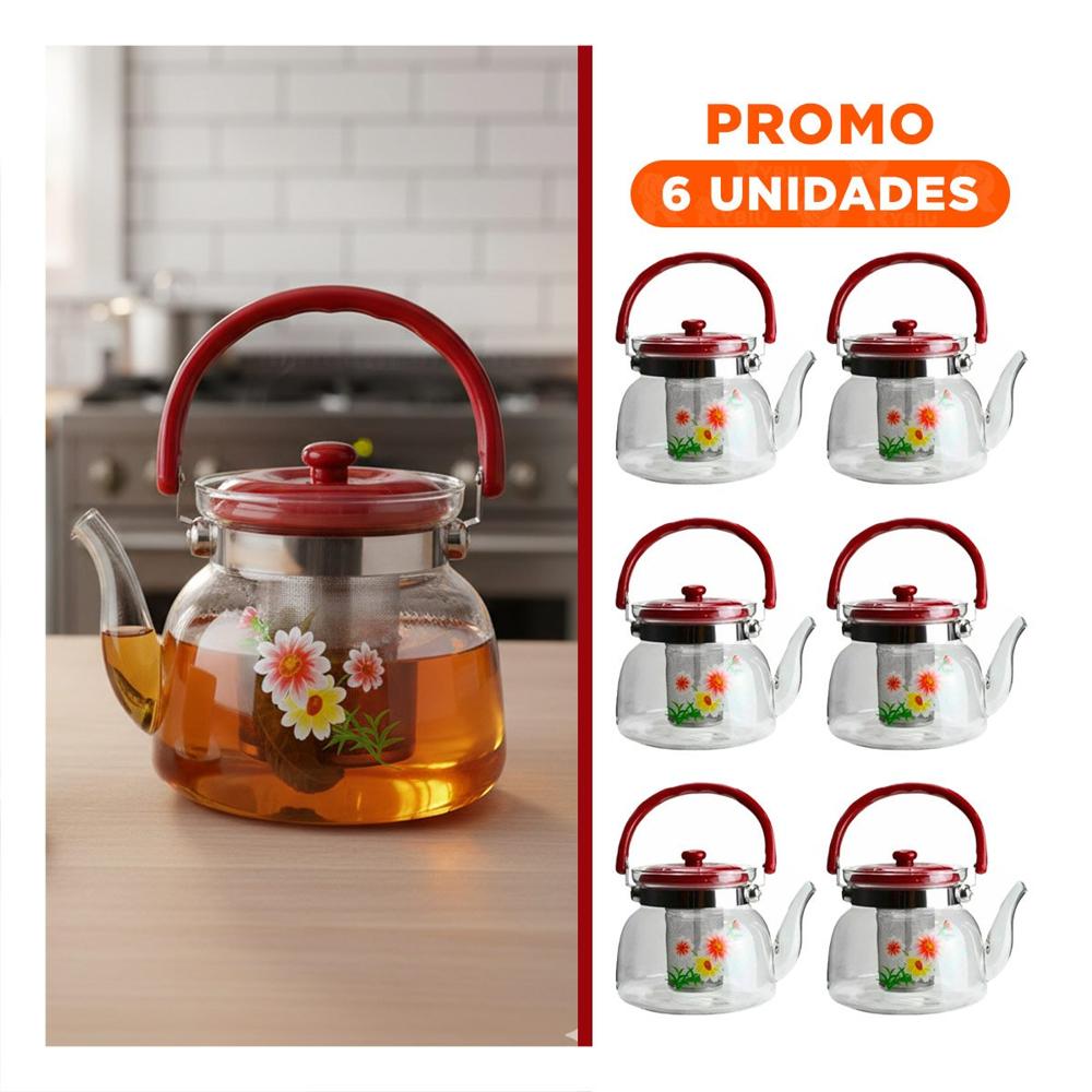Pack6 Articulo Multiuso para Te y Cafe 1400ml Transparente Y Regalo Sticker