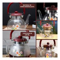 Jarra para Tea y Coffee 600ml Transparente con Tapa Guinda en Area de Servicio YLigas Regalo