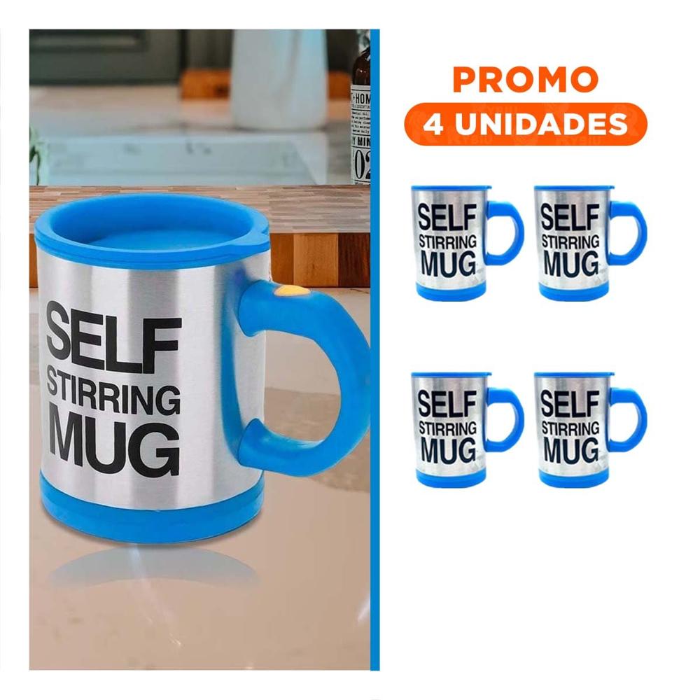 Pack4 Vaso Batidor Electrico 400 ml con 2 Pilas AAA para Casa Azul