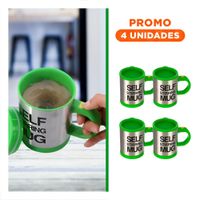 Pack4 Vaso Batidor Electrico 400 ml con 2 Pilas AAA para Batidos Verde