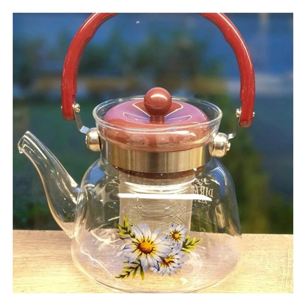 Jarra Transparente con Tapa Guinda 600ml para Organizacion de Tea y Coffee en Cocina