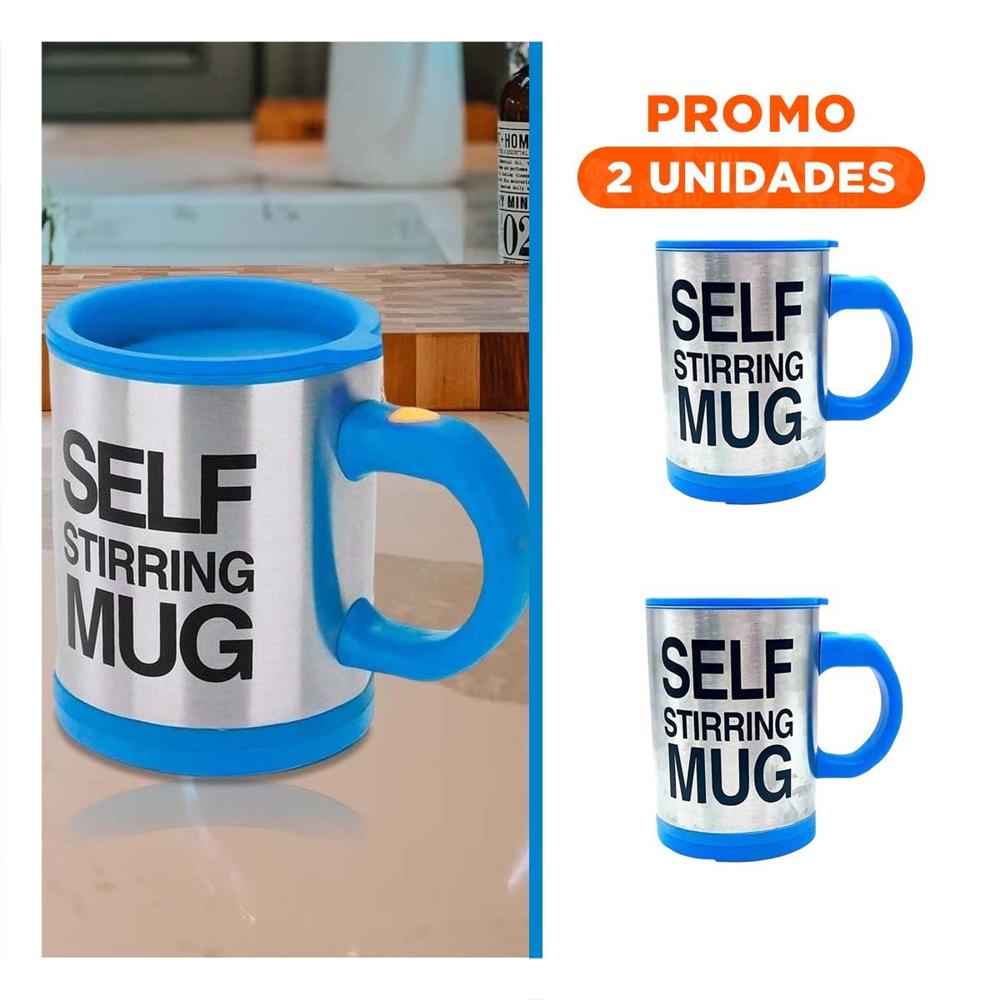 Pack2 Taza Batidora Portatil 400 ml con 2 Pilas AAA para Oficina Azul YRegalo Sticker