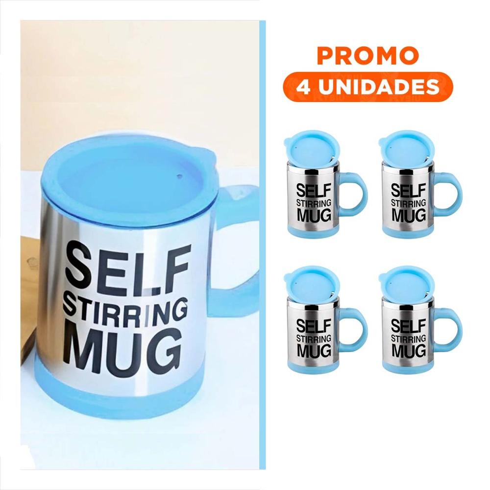 Pack4 Vaso Batidor Electrico 400 ml con 2 Pilas AAA Celeste